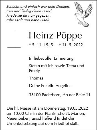 Erinnerungsbild für Heinz Pöppe