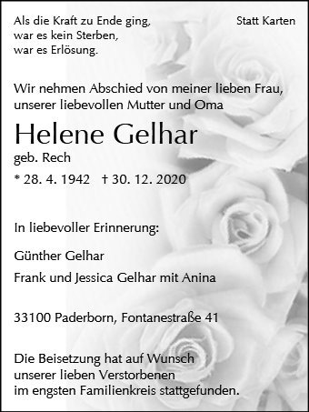 Erinnerungsbild für Helene Gelhar