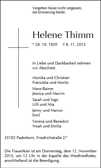 Erinnerungsbild für Helene Thimm