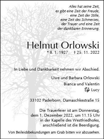 Erinnerungsbild für Helmut Orlowski