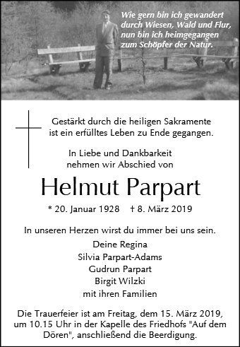 Erinnerungsbild für Helmut Parpart