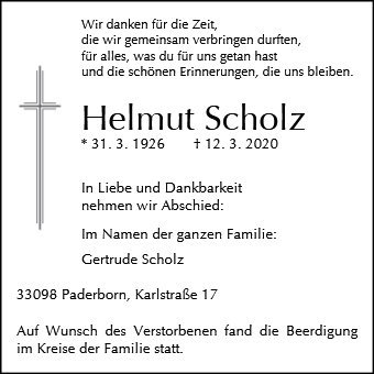 Erinnerungsbild für Helmut Scholz