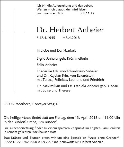 Erinnerungsbild für Dr. med. Herbert Anheier