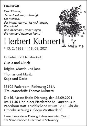 Erinnerungsbild für Herbert Kuhnert