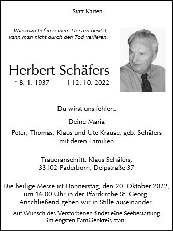 Erinnerungsbild für Herbert Schäfers