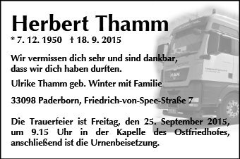 Erinnerungsbild für Herbert Thamm