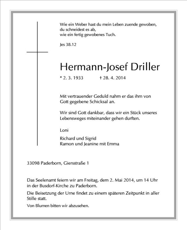 Erinnerungsbild für Hermann-Josef Driller