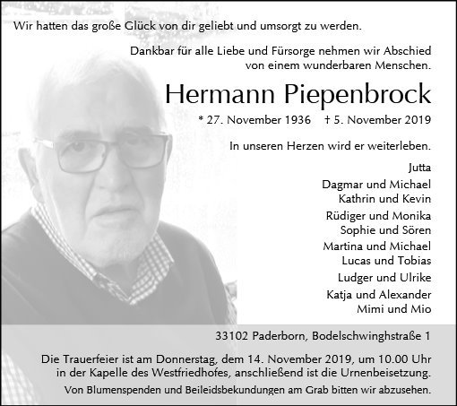 Erinnerungsbild für Hermann Piepenbrock