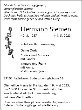 Erinnerungsbild für Hermann Siemen