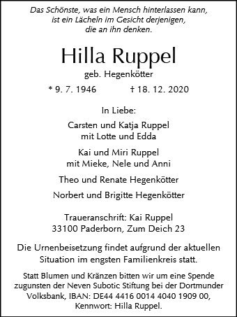 Erinnerungsbild für Hildegard  Ruppel