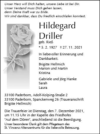 Erinnerungsbild für Hildegard Driller