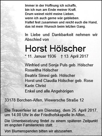 Erinnerungsbild für Horst Hölscher