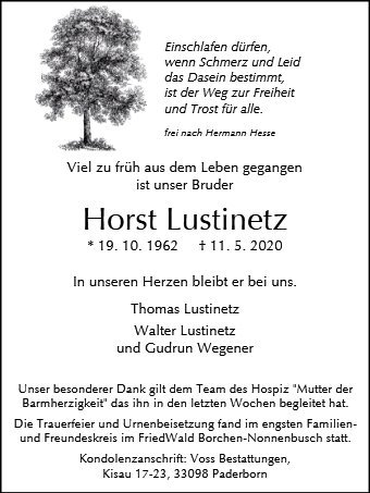 Erinnerungsbild für Horst Lustinetz