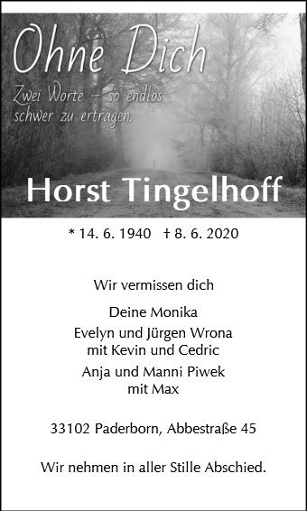 Erinnerungsbild für Horst Tingelhoff