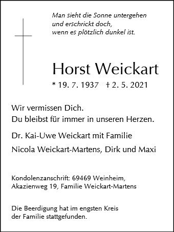 Erinnerungsbild für Horst Weickart
