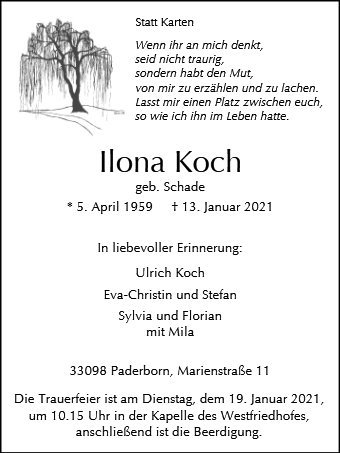 Erinnerungsbild für Ilona Elisabeth Koch
