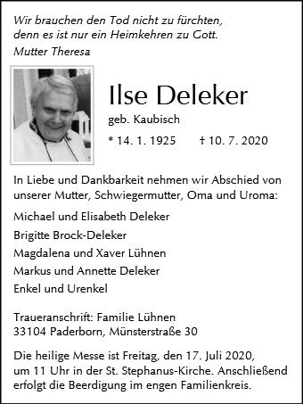 Erinnerungsbild für Ilse Deleker