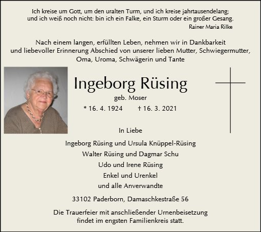 Erinnerungsbild für Ingeborg Rüsing