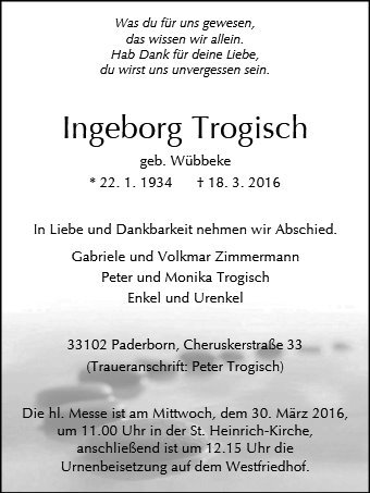 Erinnerungsbild für Ingeborg Trogisch