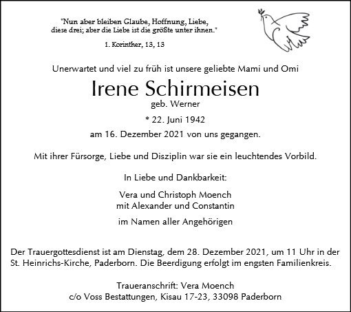 Erinnerungsbild für Irene Schirmeisen