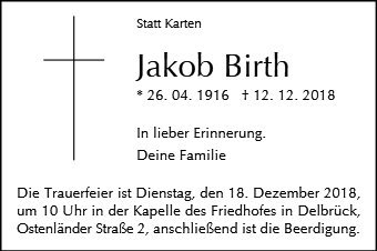 Erinnerungsbild für Jakob Birth