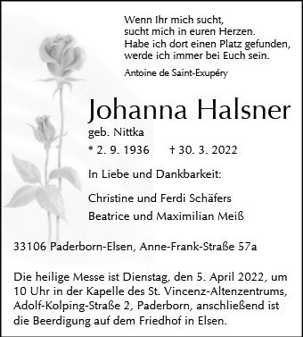 Erinnerungsbild für Johanna Halsner