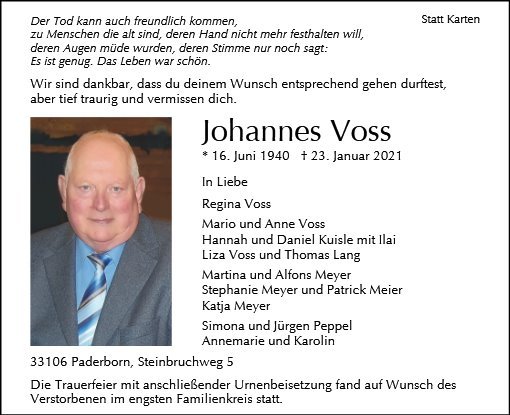 Erinnerungsbild für Johannes Voss