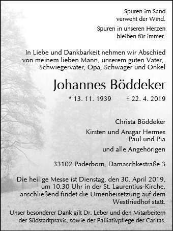 Erinnerungsbild für Johannes Böddeker