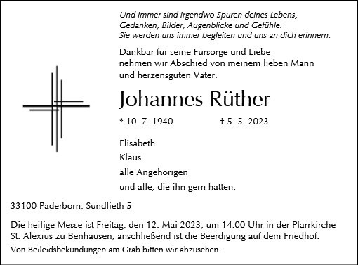 Erinnerungsbild für Johannes Rüther