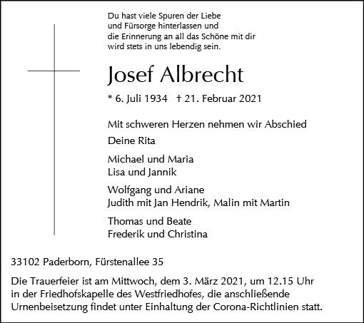 Erinnerungsbild für Josef Albrecht