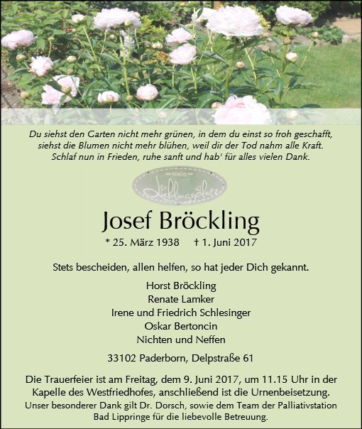 Erinnerungsbild für Josef Bröckling
