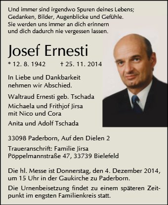Erinnerungsbild für Josef Ernesti