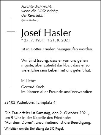 Erinnerungsbild für Josef Hasler