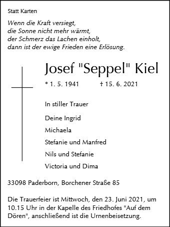 Erinnerungsbild für Josef Kiel
