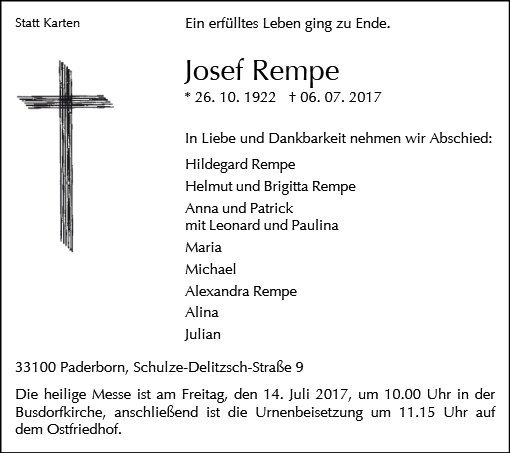Erinnerungsbild für Josef Rempe