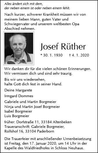 Erinnerungsbild für Josef Rüther