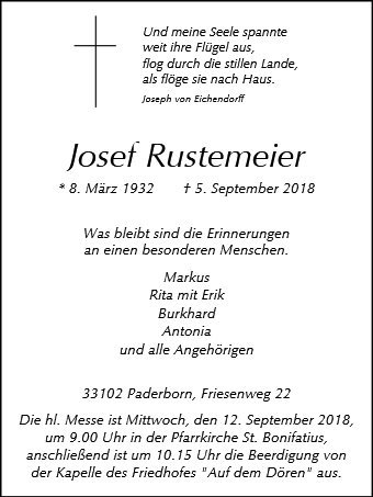 Erinnerungsbild für Josef Rustemeier