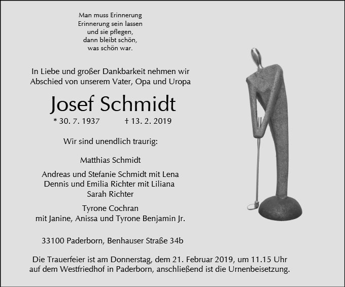Erinnerungsbild für Josef Schmidt