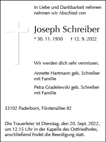 Erinnerungsbild für Josef Schreiber