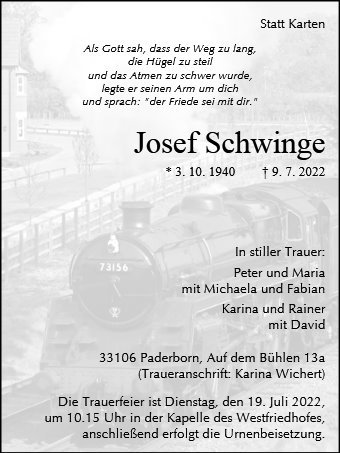 Erinnerungsbild für Josef Schwinge