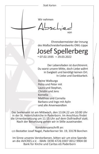 Erinnerungsbild für Josef Spellerberg
