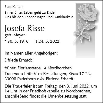 Erinnerungsbild für Josefa Risse
