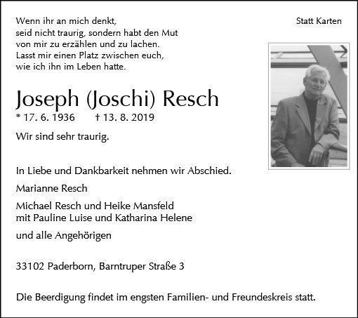 Erinnerungsbild für Joseph Resch