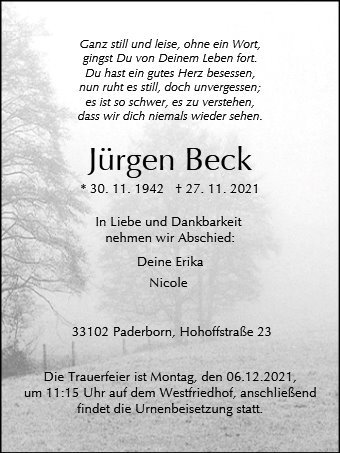 Erinnerungsbild für Jürgen Beck