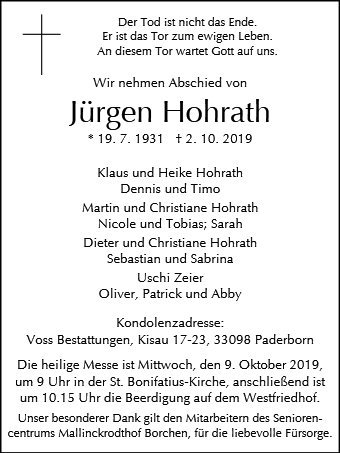 Erinnerungsbild für Jürgen Hohrath