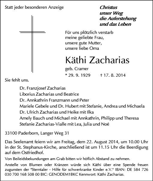 Erinnerungsbild für Käthi Zacharias