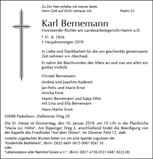 Erinnerungsbild für Karl Bernemann