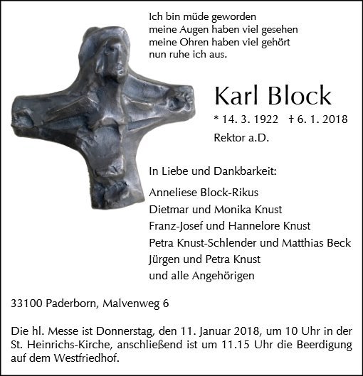 Erinnerungsbild für Karl Block