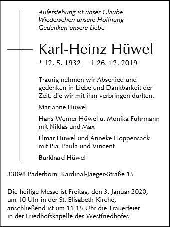 Erinnerungsbild für Karl-Heinz Hüwel