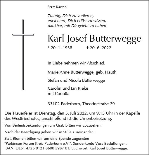 Erinnerungsbild für Karl Josef Butterwegge